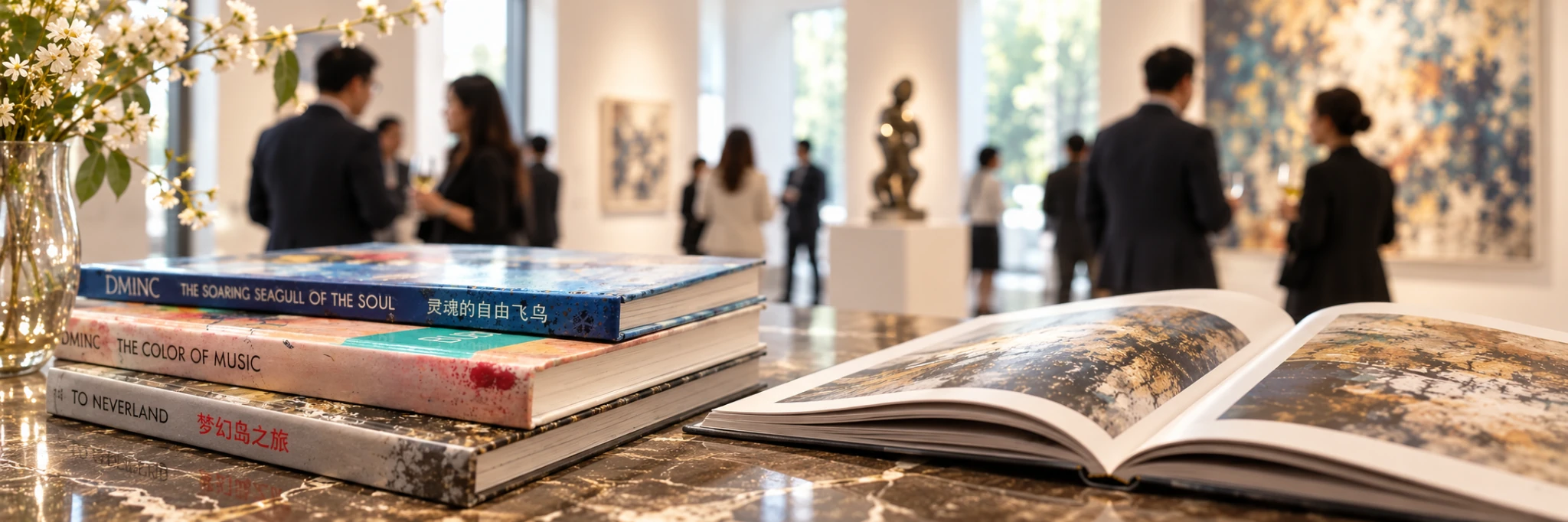 Art books and exhibition in a gallery
